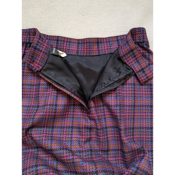 VINTAGE SAG HARBOR Purple Plaid Mid-length Skirt Size 10 - Picture 8 of 12